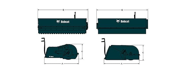 Габариты щетки с бункером Bobcat