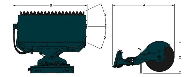 Габариты щетки угловой поворотной Bobcat