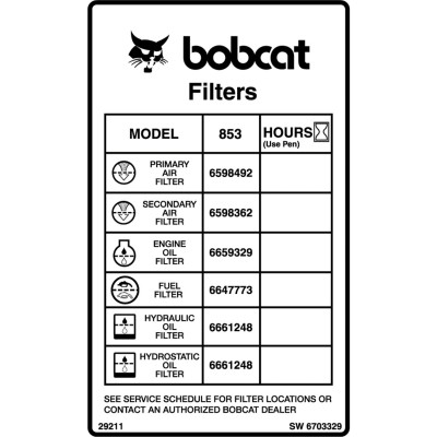 Наклейка на фильтр Bobcat, 6703329