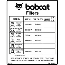 Наклейка на фильтр Bobcat, 6709781