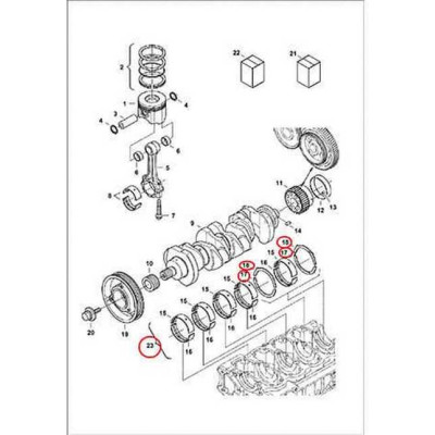 7008481 Вкладиші корінні (комплект з півкільцями), std Bobcat