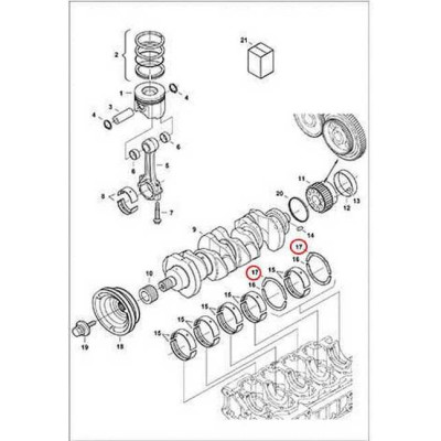 7000708 Полукольцо коленвала, +0,40 mm, верх Bobcat