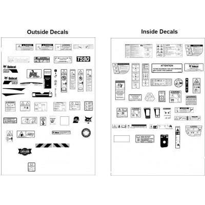 Комплект внутренних и внешних наклеек T590 Bobcat, 7285446