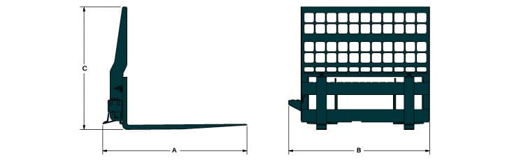 Габариты вил паллетных Bobcat